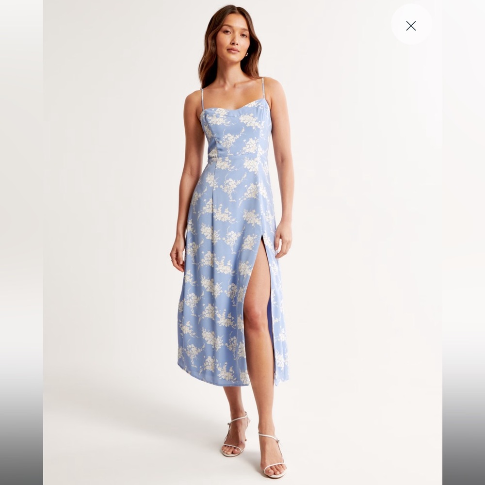 Abercrombie & Fitch high Slit Midi Dress in Blue Floral
